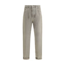 Brunello Cucinelli Bicolor Cotton Straight-Leg Jeans