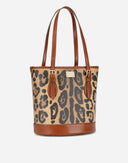 Dolce & Gabbana Brown Leopard Leather Shoulder Strap Tote Bag
