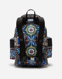 Dolce & Gabbana Multicolor Maiolica Print Nylon Backpack Bag