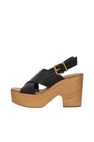 Leather wedge BLACK sandals - HAYDEN