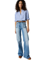 Striped linen blouse with ruffles - CEZIA