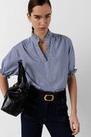 Striped Poplin Blouse With Ruffles - Clee