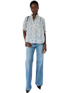 Flowy blouse with flowers and ruffles - CHAYMA