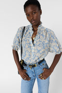 Flowy blouse with flowers and ruffles - CHAYMA