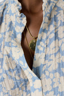 Flowy blouse with flowers and ruffles - CHAYMA