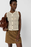 GD Sleeveless guipure cardigan - CHADIA - Natural