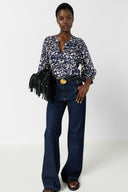 Abstract Floral Print Blouse - Calina