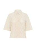 GD Guipure lace short-sleeved shirt - CAYLIE - Natural
