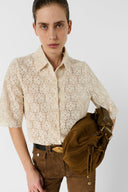 GD Guipure lace short-sleeved shirt - CAYLIE - Natural