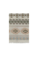 GD Cotton blend stole with ethnic print - DELIA - Khaki Green
