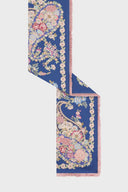 GD Floral Printed Silk Square Scarf - Diane - Blue