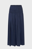 GD Satin pleated midi skirt - JOLIE - Navy