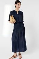 GD Satin pleated midi skirt - JOLIE - Navy