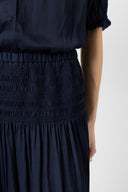 GD Satin pleated midi skirt - JOLIE - Navy