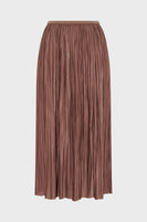 GD Pleated satin midi skirt - JOCELYNE - Caramel