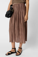 GD Pleated satin midi skirt - JOCELYNE - Caramel
