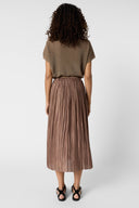 GD Pleated satin midi skirt - JOCELYNE - Caramel