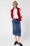 Straight Denim Midi Skirt - Janaelle