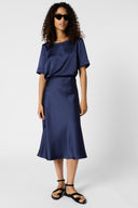GD Midi satin skirt - JOLANA - Navy