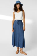 JIHANE Linen Blend Midi Skirt