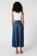 JIHANE Linen Blend Midi Skirt