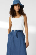 JIHANE Linen Blend Midi Skirt