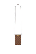 Phone Holder In Monogrammed Coated Canvas And Leather - Ladyphone