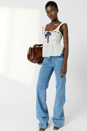 Floral flare jeans Embroidered- ANNA
