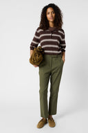 GD Cotton pants with elasticated back - AURIA - Khaki Green