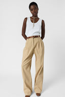 GD Cotton pleated pants - AZRA - Camel