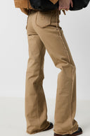 Flared Sand Jeans With Fringes - Anna