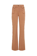 Flared Nude Jeans With Fringes - Anna