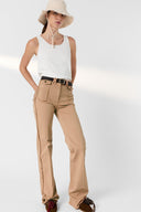 Flared Nude Jeans With Fringes - Anna