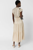 Waisted Maxi Dress With Golden Lurex - Rionna
