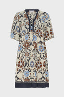 GD Short and flowing printed dress - ROMAINE - Ecru
