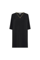 GD Short V-neck microfiber dress - RAYSA - Black