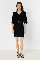 GD Short V-neck microfiber dress - RAYSA - Black