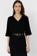 GD Short V-neck microfiber dress - RAYSA - Black