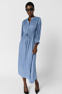 Smocked satin midi dress - RUBIE