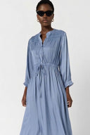 Smocked satin midi dress - RUBIE