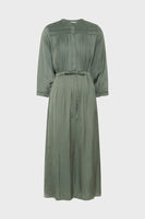GD Smocked satin midi dress - RUBIE - Khaki Green