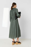 Smocked satin midi dress - RUBIE