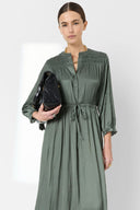 Smocked satin midi dress - RUBIE