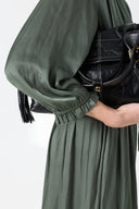Smocked satin midi dress - RUBIE