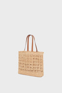 SANDRA raffia bag in raffia and leather