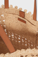 SANDRA raffia bag in raffia and leather