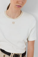 GD Cotton and gold lurex T-shirt - MAVIE - Ecru