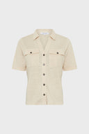 GD Buttoned linen polo shirt - MOANA - Natural