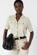 GD Buttoned linen polo shirt - MOANA - Natural