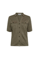 GD Buttoned linen polo shirt - MOANA - green